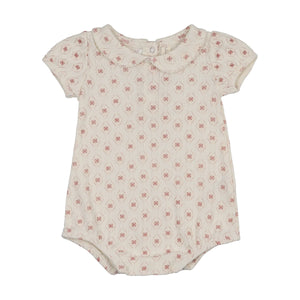 Baby Girl Romper | Geo Floral Print Onesie | Cream/Pink | Lil Legs | SS26