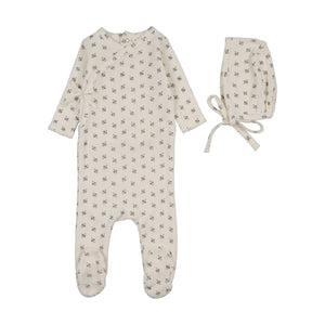 Baby Girl Footie + Hat | Terry | Cream/Pink | Lil Legs | SS26
