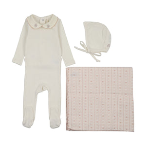 Baby Girl Layette Set | Sweetheart Collar | Cream/Pink | Lil Legs | SS26