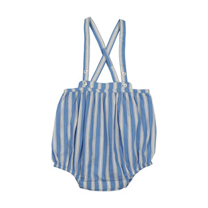 Baby Boy Suspender Bloomers | Linen | Fresh Blue Stripe | Lil Legs | SS26
