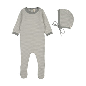 Baby Boy Footie + Hat | Two Tone Knit | Light Blue | Lil Legs | SS26