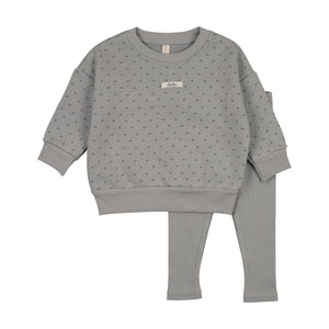 Baby Boy Sweatshirt Set | Floret Print |  Light Blue | Lil Legs | SS26