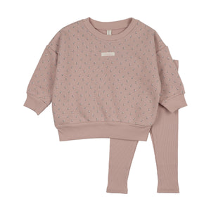 Baby Girl Sweatshirt Set | Floret Print | Dusty Pink | Lil Legs | SS26