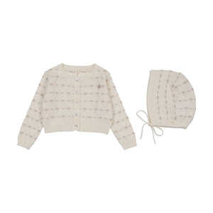Baby Boy Cardigan Set | Sweetheart Knit | Cream/Oat | Lil Legs | SS26
