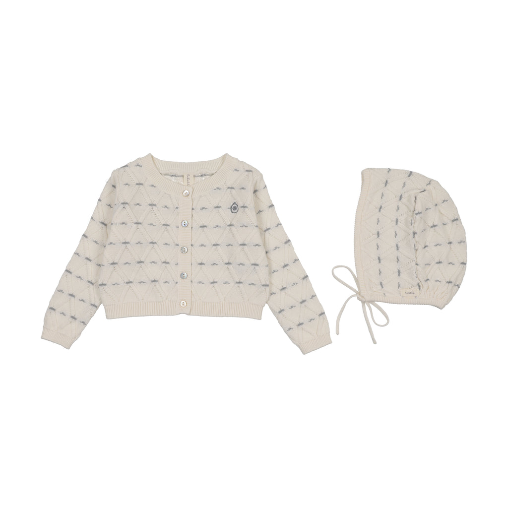 Baby Boy Cardigan Set | Sweetheart Knit | Cream/Light Blue | Lil Legs | SS26