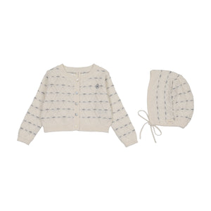 Baby Boy Cardigan Set | Sweetheart Knit | Cream/Light Blue | Lil Legs | SS26