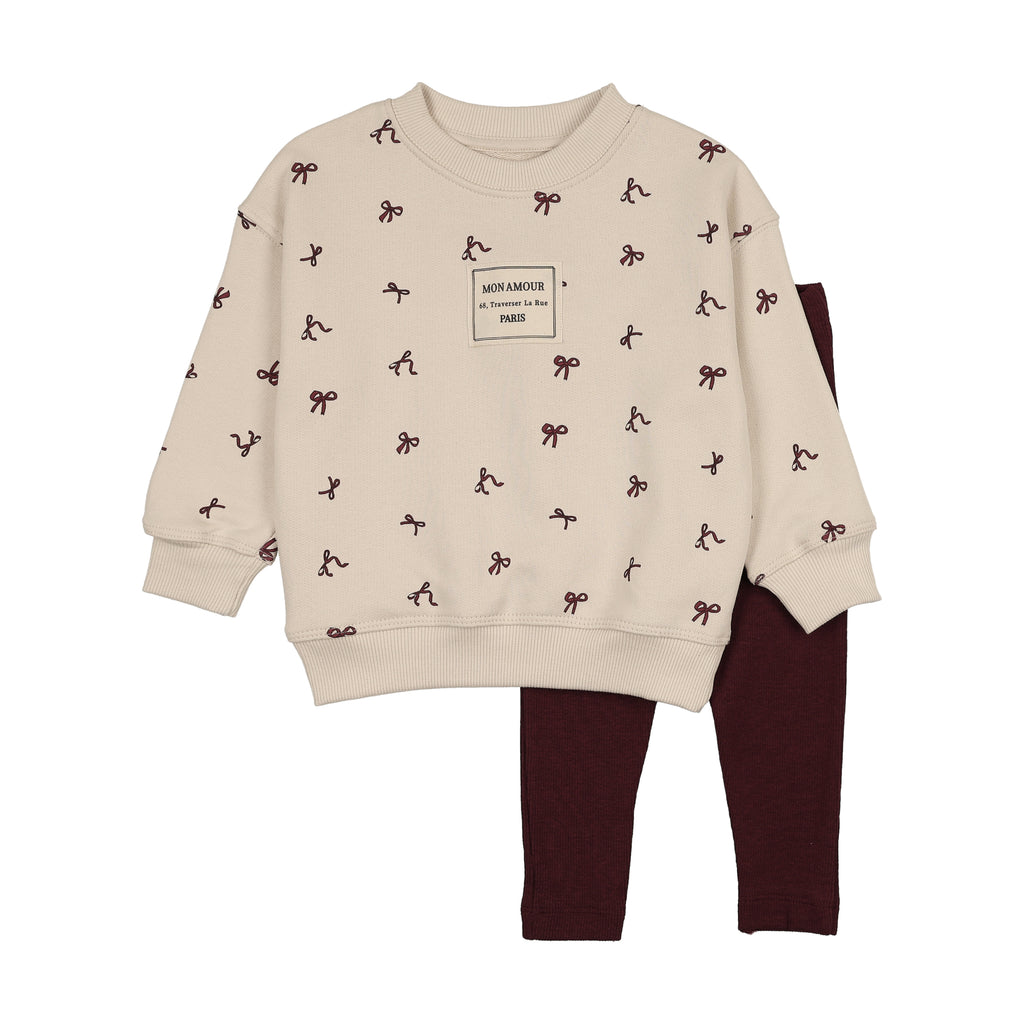 Baby Girl Sweatshirt Set | Bow | Bow Print | Lil Legs | AW26