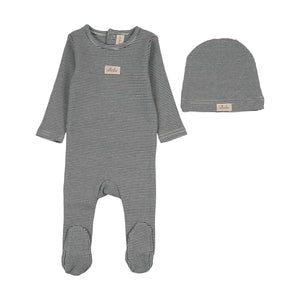 Baby Boy Footie + Hat | Striped Bebe | Off Navy | Lil Legs | AW26