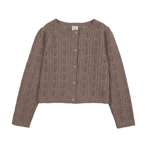 Baby Girl Cardigan | Pointelle | Misty Oat Heather | Lil Legs | AW26