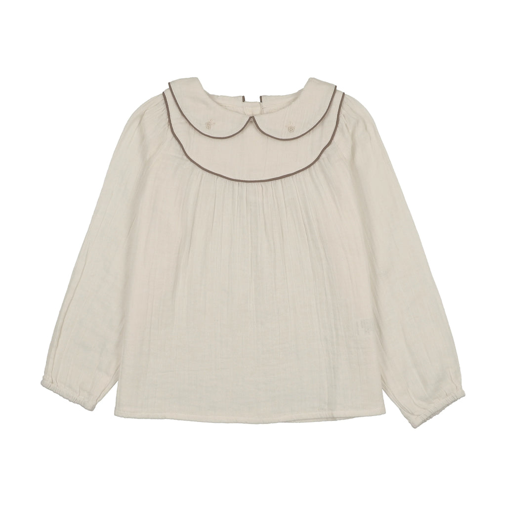 Baby Girl Shirt | Embroidered | Cream/Misty Oat | Lil Legs | AW26