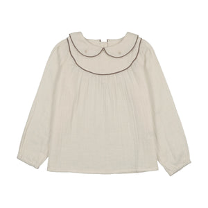 Baby Girl Shirt | Embroidered | Cream/Misty Oat | Lil Legs | AW26