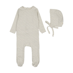 Baby Boy Footie + Hat | Mini Floral Print | Cream/Blue | Lil Legs | AW26