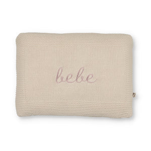Bebe Embroidered Knit Pillow | Natura/Pink Embroidery | Little Fawn | SS26