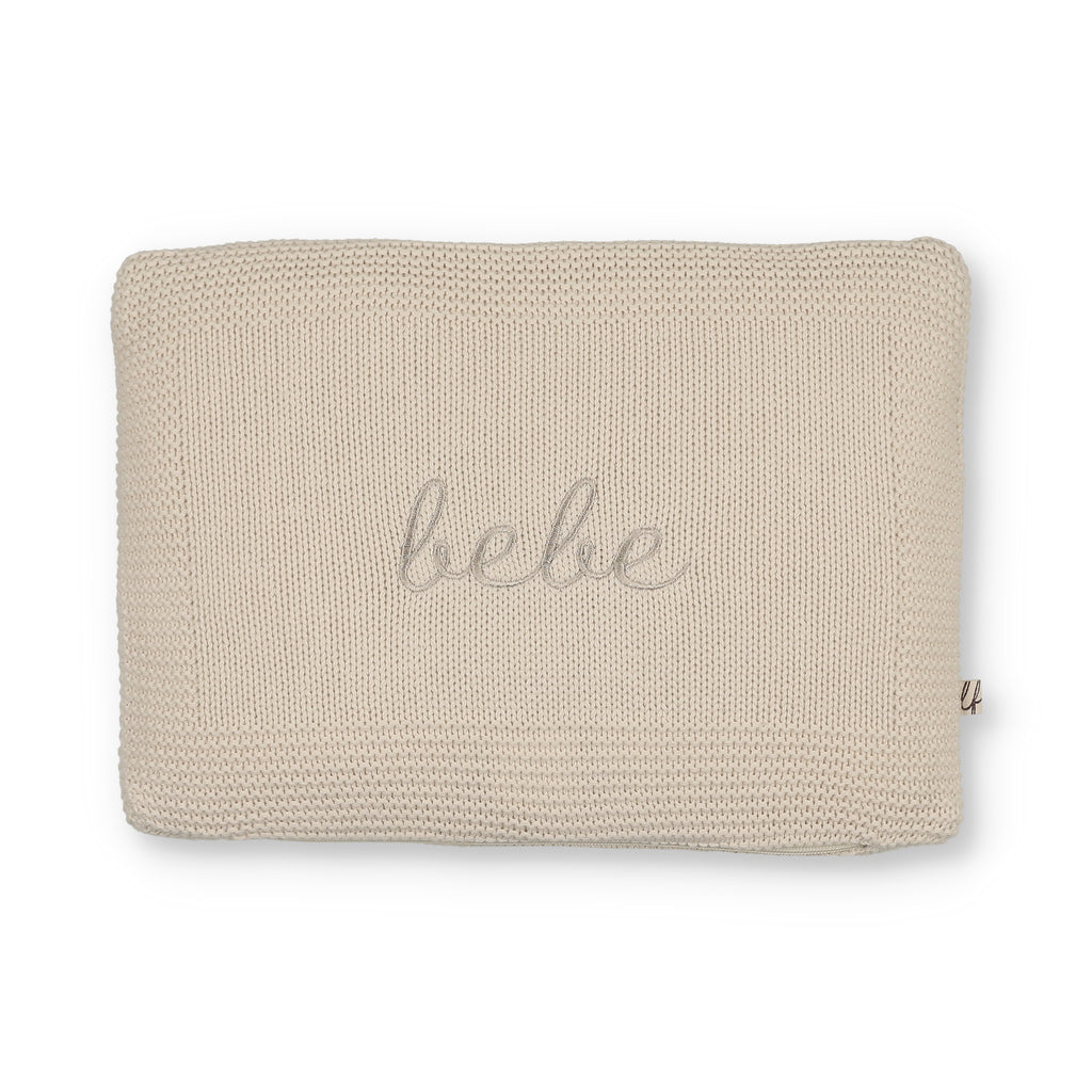 Bebe Embroidered Knit Pillow | Natura/Beige Embroidery | Little Fawn | SS26