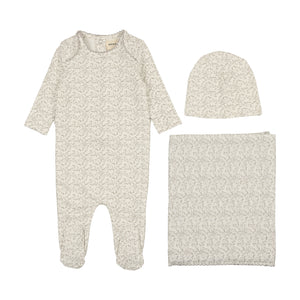 Baby Boy Layette Set | Fruit Print | Winter White/Oatmeal Print | Mema