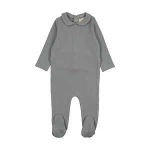 Baby Boy Footie + Hat | Pointelle | Dove | Mema
