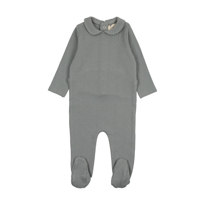 Baby Boy Footie + Hat | Pointelle | Dove | Mema