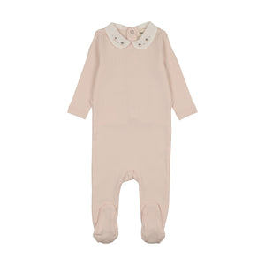 Baby Girl Layette Set | Embroidered Collar Base / Waffle Knit | Baby Blush | Mema Knits | AW26