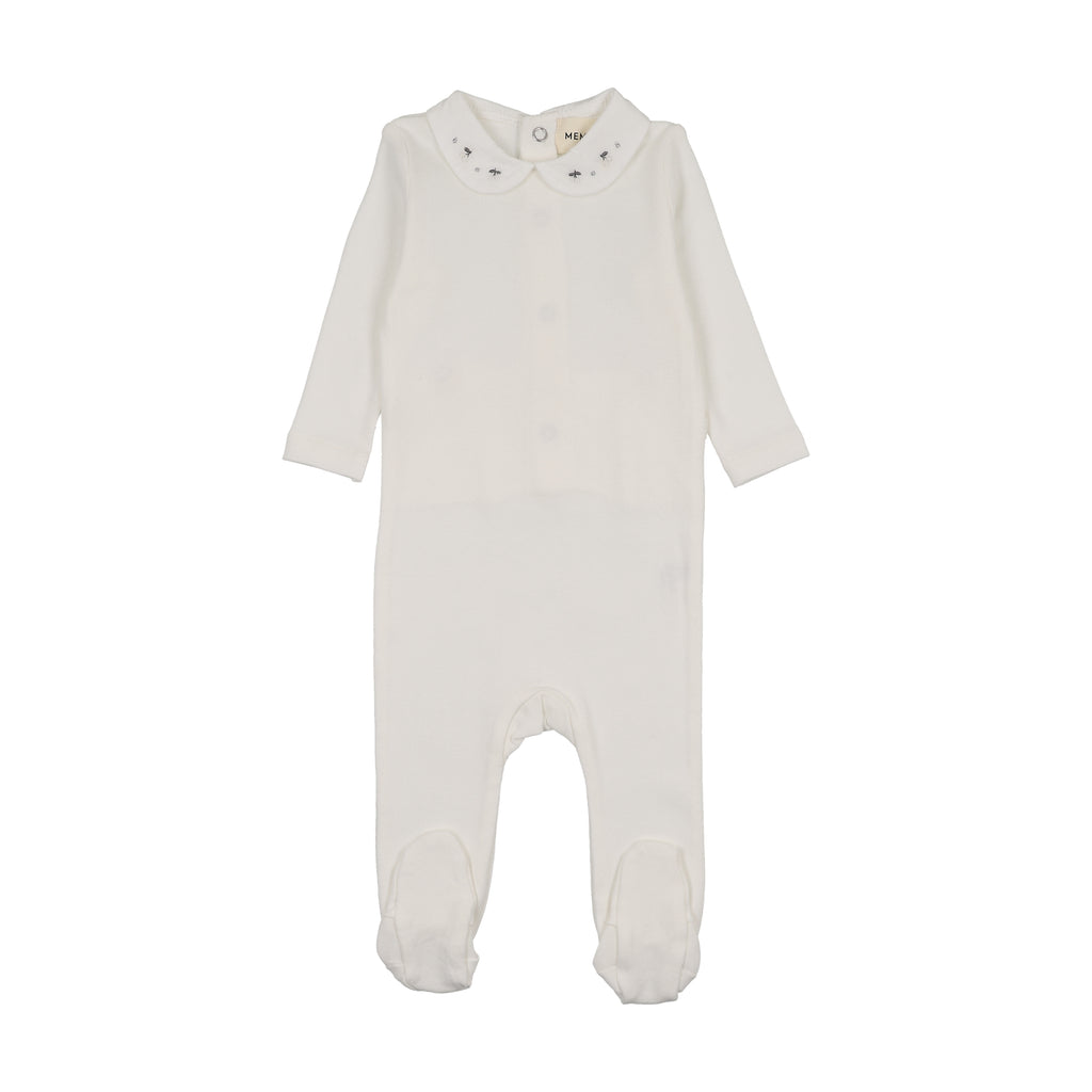 Baby Neutral Layette Set | Embroidered Collar Base / Waffle Knit | Winter White | Mema Knits | AW26
