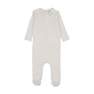 Baby Neutral Layette Set | Embroidered Collar Base / Waffle Knit | Winter White | Mema Knits | AW26