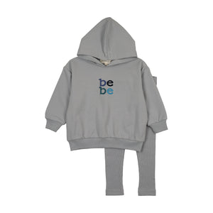 Baby Boy 2 Piece Set | Hooded Sweatshirt | Dove Blue | Mema Knits | AW26