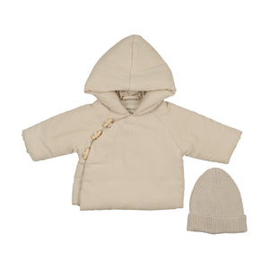 Baby Boy Jacket + Beanie | Corduroy | Stone | Mema Knits | AW26