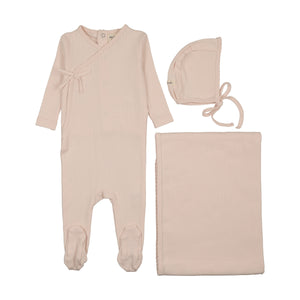 Baby Girl Layette Set |Mock Wrap Pointelle  | Baby Blush | Mema Knits | AW26