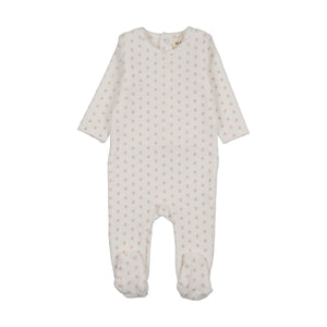 Baby Girl Footie | Velour Floral | Pink Floral Print | Mema Knits | AW26