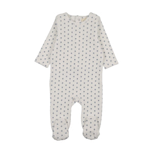 Baby Boy Footie | Velour Floral | Blue Floral Print | Mema Knits | AW26