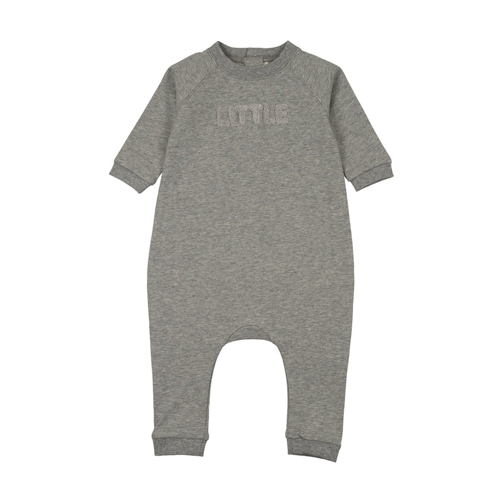 Baby Boy Jumpsuit | Sherpa Word Art | Grey | Mema Knits | AW26