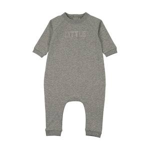Baby Boy Jumpsuit | Sherpa Word Art | Grey | Mema Knits | AW26