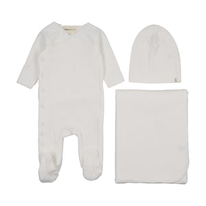 Baby Neutral Layette Set | Velour Side Snap | Winter White | Mema Knits | AW26