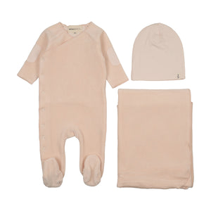Baby Girl Layette Set | Velour Side Snap | Baby Blush | Mema Knits | AW26
