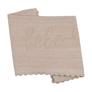 Baby Boy Knit Blanket | Mélange Scalloped Ribbon Stitching | Taupe | Peluche