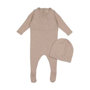 Baby Boy Footie + Hat | Signature Knit | Taupe | Peluche | AW25