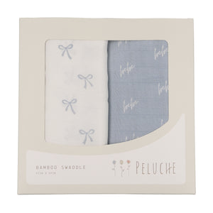 Baby Boy Swaddle | Bebe Bow | Blue | 2 pack | Peluche | AW25