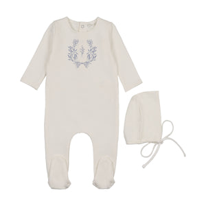 Baby Boy Footie + Hat | Botanical | Blue | Peluche | AW25