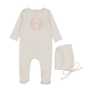 Baby Girl Footie + Hat | Botanical | Pink | Peluche | AW25