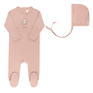 Baby Girl Footie + Hat | French Terry Hot Air Balloon Collection | Pink | Aurora | AW25