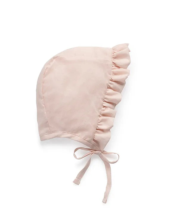 Baby Girl Bonnet | Ruffled Cotton | Pale Pink | Jacqueline & Jac