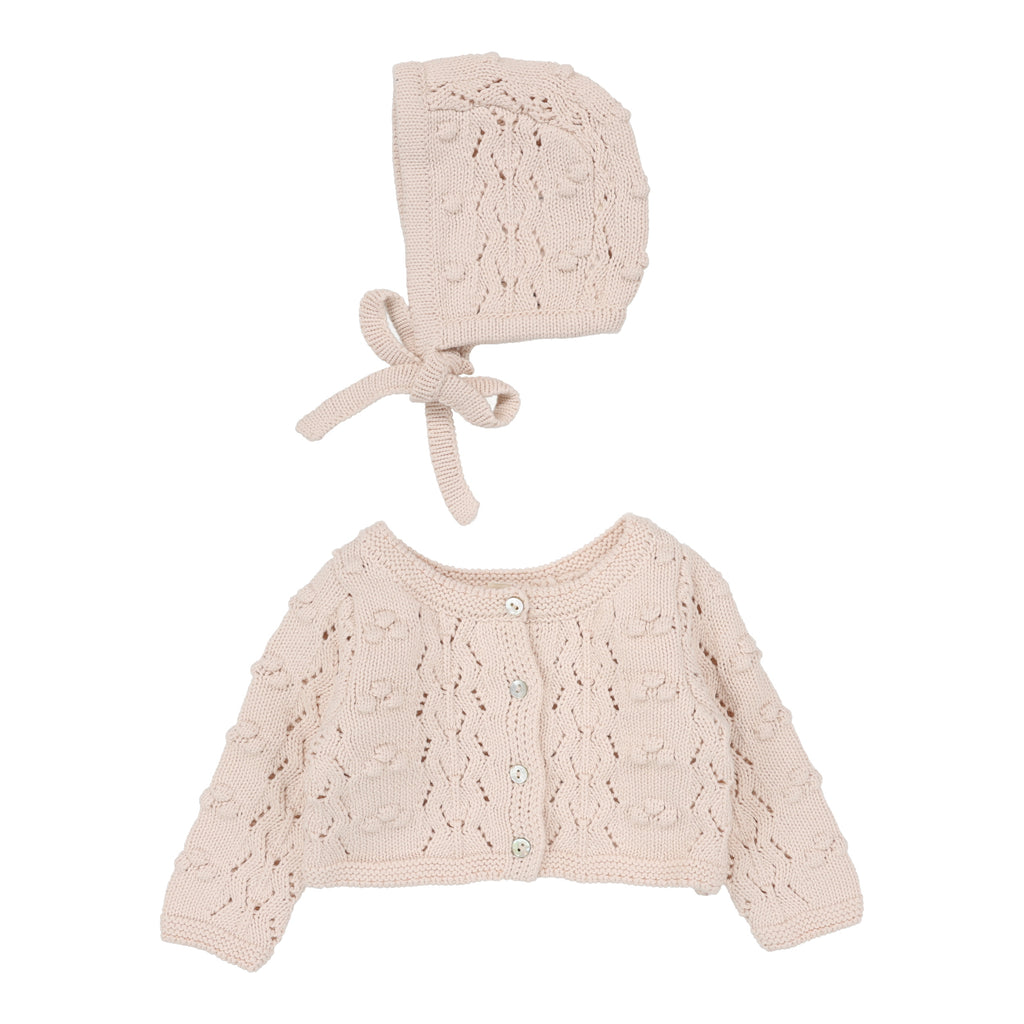 Baby Girl Cardigan Set | Popcorn Weave | Petal | Lil Legs | Aw25