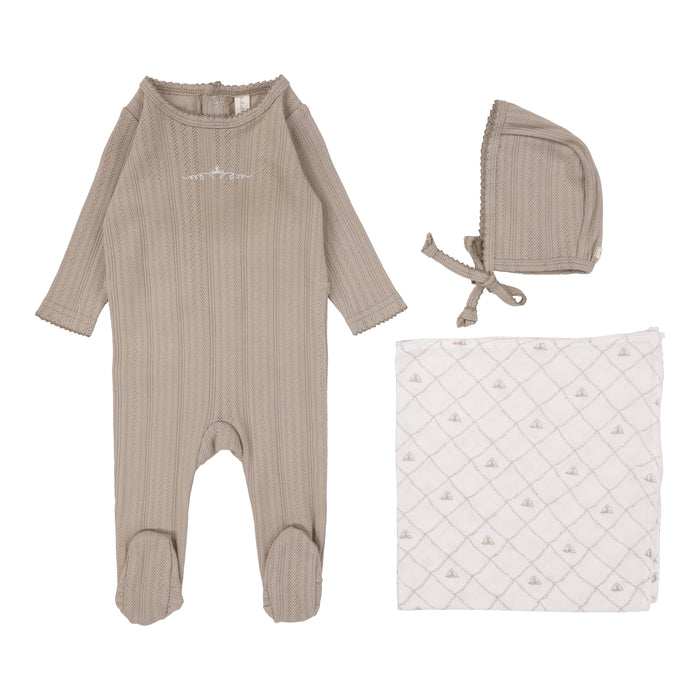 Baby Boy Layette Set | Pointelle Graphic | Oat Crown | Lil Legs | Aw25