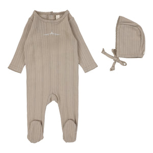 Baby Boy Footie Set | Pointelle Graphic | Oat Crown | Lil Legs | Aw25