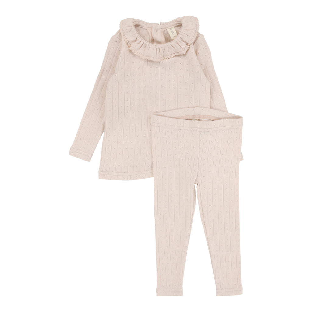 Baby Girl Set | Fine Pointelle Collar | Petal Ruffle | Lil Legs | Aw25