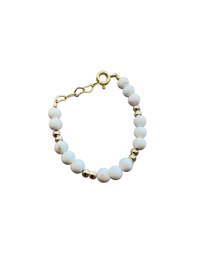 Baby Bracelet | Natural Stone | White & Gold | Sweet Bebe