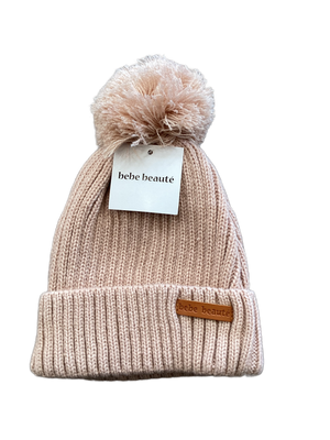 Baby Winter Hat | Yarn Pompom | Mauve | Bebe Beaute