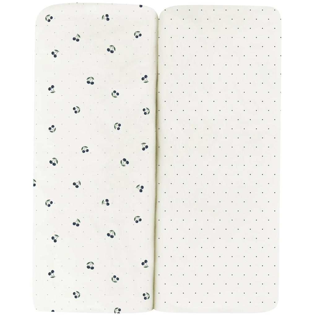 Crib Sheet Jersey Two Pack |  Cherry Print | Blue | Ely's & Co