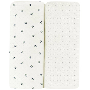 Crib Sheet Jersey Two Pack |  Cherry Print | Blue | Ely's & Co