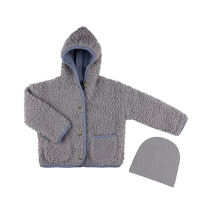 Baby Boy Jacket + Beanie | Sherpa | Blue Gray| Tricot | AW25