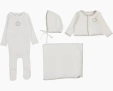 Baby Boy Layette Set | Velour Cardi | Cream/Oat | Lil Legs | Aw25